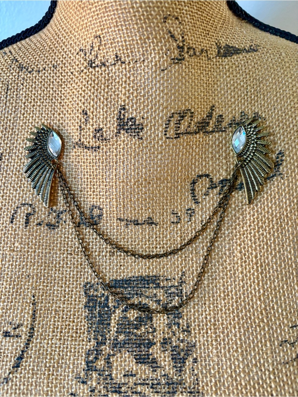 Bronze Tone Layered Chain Collar Pin